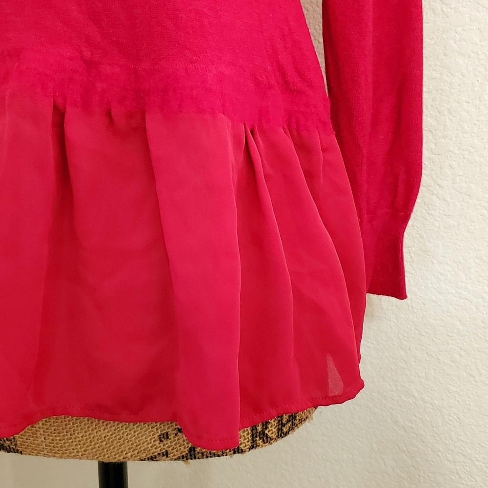 French Connection Deep red long sleeve soft v-neck top Small - Picture 3 of 8